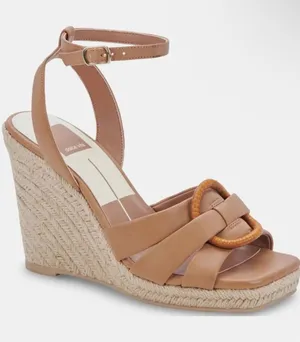 Dolce Vita Maze Espadrille Wedge Sandals Tan‎ Luggage Leather Size 9 Boho thumbnail 1