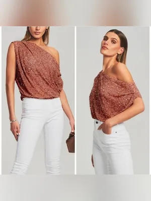 Retrofete Myles Sequin Top in Bronze thumbnail 2