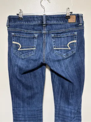 American Eagle Artist Y2K Jeans Low Rise Medium Wash Flare Leg Boho Stretch 6 thumbnail 4