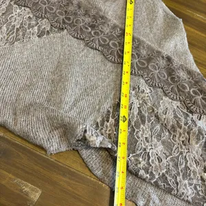 Y2K Whimsigoth Fairy Tunic Top Dress Lace Sequin Asymmetrical Gray Wool Mohair thumbnail 7