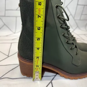 Sugar‎ Baxter Combat Boots 8.5 Olive Green Lace Up Side Zip Block Heel Lug Sole thumbnail 10