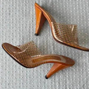 Vinyl geo burnt orange/brown vintage AMANO heel thumbnail 1