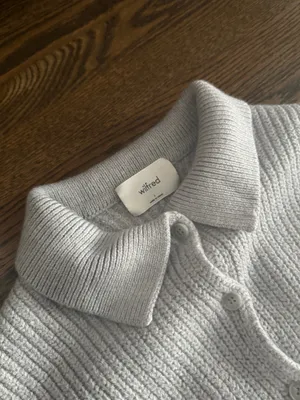 Wilfred grey knit chunky jumper collared button down sweater jacket  thumbnail 5
