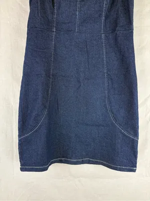NWT Stiletto's Strapless Dark Wash Buckle Mini Dress Size L thumbnail 4