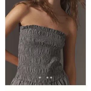 By Anthropologie Strapless Smocked Mini Dress Size M thumbnail 2