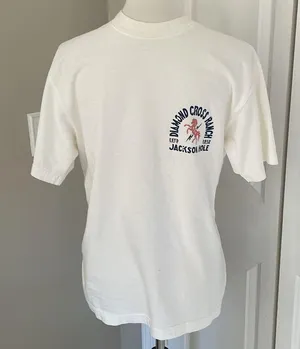 😍 Coolest Oversized Diamond Cross Ranch Jackson Whole Wyoming Shite T Shirt thumbnail 1