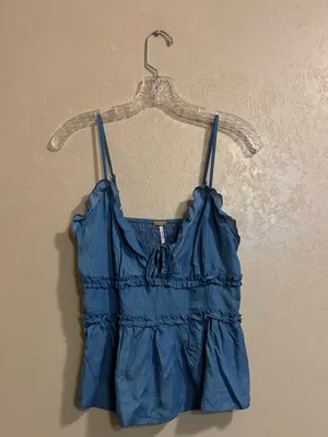 NWT Amber Sky Ruffle Tie-Front Ruched Camisole Top sz L thumbnail 2