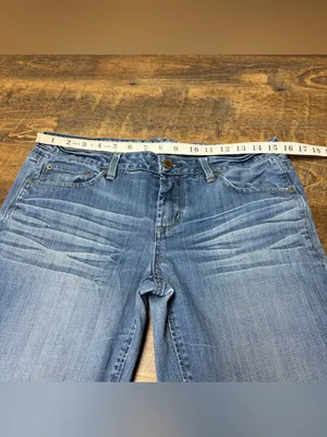 Vintage Y2K American Eagle True Boot Jeans Low Rise Womens 8 Blue Denim Distress thumbnail 4