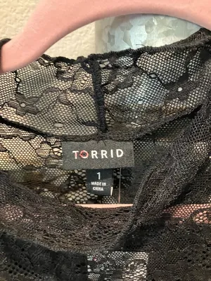 Torrid Black Lace Long-Sleeve Top - mock neck thumbnail 4