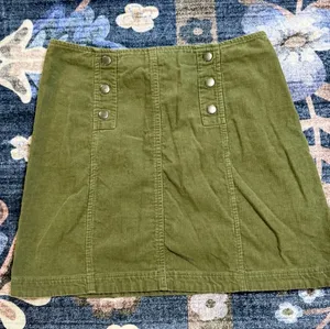 Hollister Women’s Small Olive Green Corduroy Mini Skirt Button Detail thumbnail 1