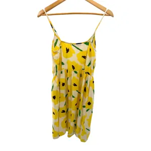 Hutch Yellow Floral Poppy Print Cami Mini Dress Spaghetti Strap Pockets Flaw thumbnail 5