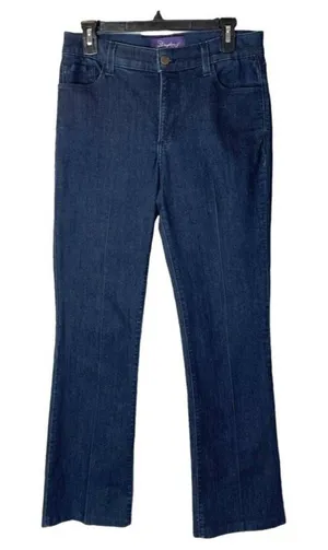 NYDJ‎ Straight Leg Mid Rise Dark Wash Jeans With Jeweled Back Pockets Size 8 thumbnail 1