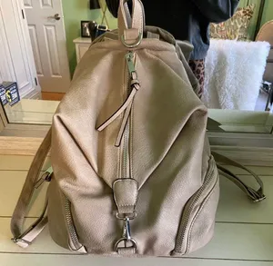 Beige Leather Small Backpack Tan thumbnail 1