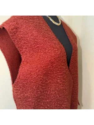 Zara Long Sleeveless Knit Vest - Deep Brick thumbnail 4