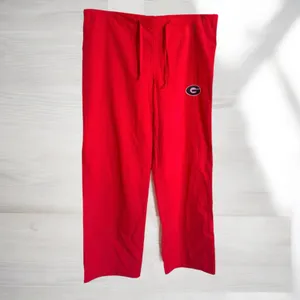 Burcs Georgia Bulldogs UGA Red Scrub Pants Drawstring Small Cotton‎ Blend Unisex thumbnail 3