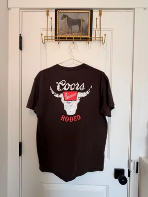 Western Rodeo Bull Longhorn Cowboy Cowgirl Graphic Brown T-Shirt thumbnail 2