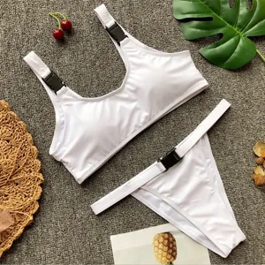 Boutique 1642 Clearance belted white swimsuits thumbnail 2