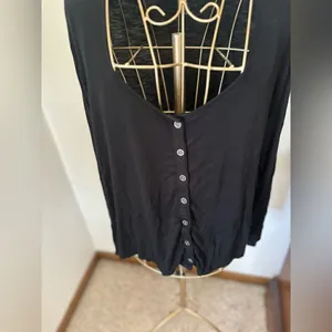 American Eagle Soft & Sexy Slub Button Front Top Small Black thumbnail 9