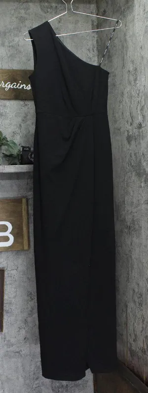 Calvin Klein Womens One Shoulder Gown with Waist Ruch CD9B22M3 Black 4 thumbnail 1
