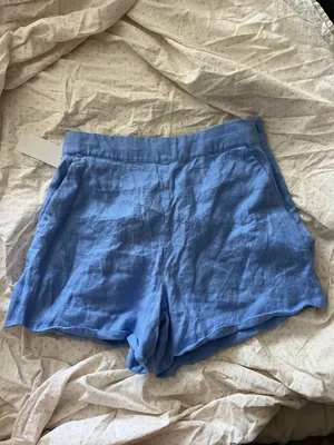Abercrombie & Fitch Premium Linen Scallop-Hem Tailored Short 28 Blue thumbnail 9