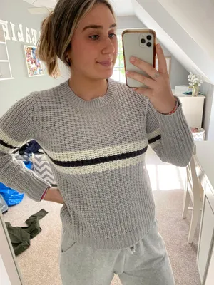 Pink Rose Striped Knit Sweater thumbnail 1