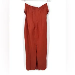 Revolve Rumer Roam Bandana‎ Maxi Linen Chocolate Brown Cutouts Dress Med NWT thumbnail 6