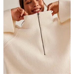 NEW Free People Sugar Ivory Greta Half Zip Pullover Sweater Sz XL NWOT thumbnail 7
