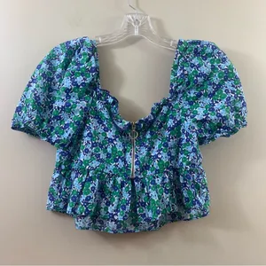 Zara Floral Peasant Ruffle Cropped Top thumbnail 5
