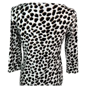 Ann Taylor Animal Print Boat Neck 3/4 Sleeve Blouse S thumbnail 3