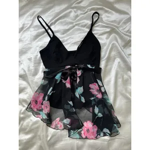 Black and Pink Floral Mesh Overlay Cami thumbnail 2