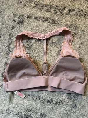 VS PINK Lace Racerback Bralette - Dusty Pink thumbnail 3
