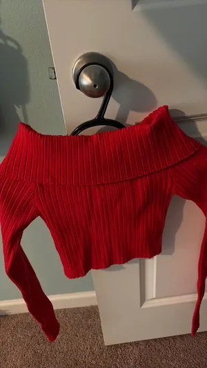 Forever 21 Red Off The Shoulder Sweater thumbnail 1