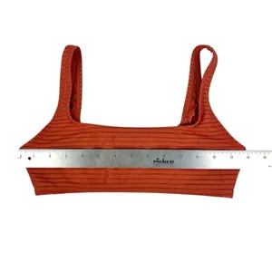Aeropostale Burnt Orange Ribbed Swim Bikini‎ Bralette Top Size Small thumbnail 3
