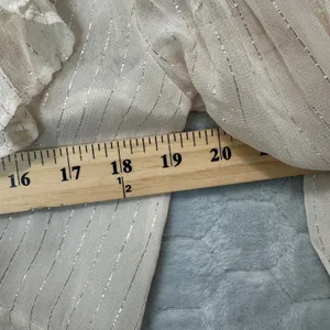 Maeve Anthropologie Ruffle Tunic Blouse Top Size 6‎ Beige Metallic Stripes NEW thumbnail 7