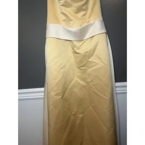 Eden Maids Dress Womens 6 Yellow Strapless Satin Sheath Maxi Bridesmaid Gown thumbnail 2