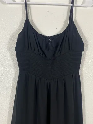 Aritzia Wilfred Black Smocked Mini Dress with Ruffle Hem Size M thumbnail 5