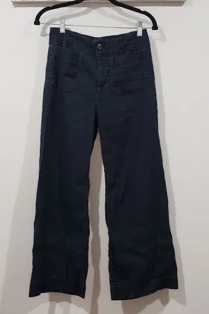 Maeve Colette Cropped Wide Leg Pants Navy Anthropologie Women’s Size 2 EUC thumbnail 1