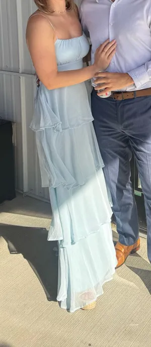 Light Blue Tiered Ruffle Maxi Dress thumbnail 1