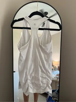 Athleta White Racerback Ruched Workout Tank thumbnail 5