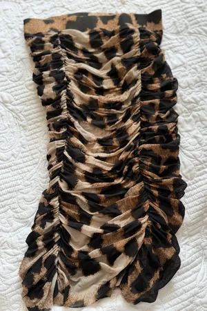 Ganni Animal Print Ruched Mesh Pencil Skirt Size M EU 36 thumbnail 1