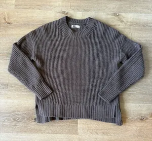 Brown Ribbed Crewneck Sweater thumbnail 1