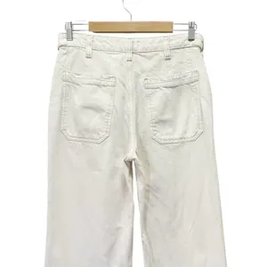 Free People Palmer Cuffed Wide Leg Tab Waist Jeans Size 27 Eggshell White Wash thumbnail 9