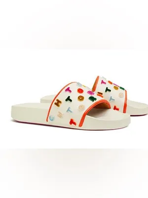 Tory Burch Embroidered Slide Sandals size 9 thumbnail 2
