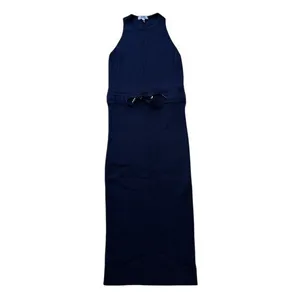 REISS Josephine Ribbed Knit Drawstring Midi‎ Dress Sleeveless Navy Blue XS thumbnail 2