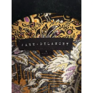 Jane + Delancey Tunic‎ Women Small Gold Mixed Floral Paisley Pintuck Button Down thumbnail 3
