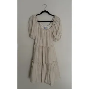 Antonio Melani Taylynn Off Shoulder Tiered Mini Dress Yellow Size M Boho Style thumbnail 4