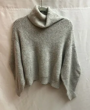 H&M Womens Small Gray Chunky Ribbed Turtleneck Oversized Sweater thumbnail 1
