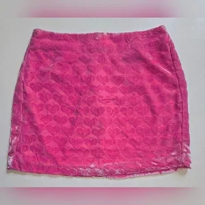 Cupcakes and Cashmere Pink Heart Velvet & Mesh Lined Skirt Size 8 thumbnail 1
