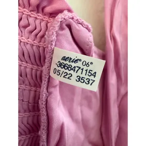 Aerie Pink Satin Smocked Back Crop Top Womens Size M V-Neck Bralette Cami thumbnail 3