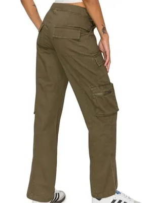 Love women s Olive Cargo Pants - Military Green Utility Style thumbnail 2